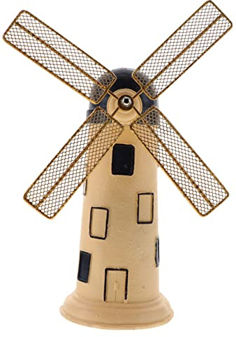 GLEAVI Rustic Resin Windmill Decor, Vintage Desktop Ornament for Indoor Table Decor, Farmhouse Style Windmill Statue for Office or Home, Decorative Accent