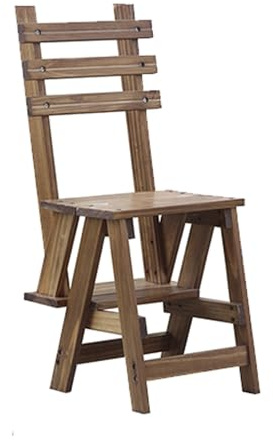 Taburete plegable multifuncional de madera maciza de dos escalones, banco de escalada para estudio, dormitorio, balcón y elegante taburete de escalera para un fácil acceso