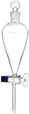 Cristalería de Laboratorio Embudo de decantación de 500 ml con tapón de vidrio esmerilado graduado, equipo de laboratorio