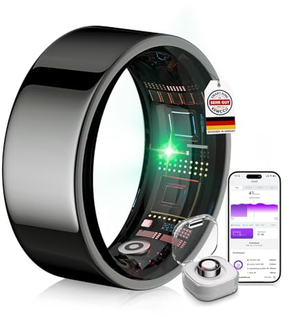 XSWCCJJ Bague intelligente 6.0 et compartiment de chargement inclus 【Branches n° 1 – 0 Erreur de mesure】 Tracker de fitness 2025 pour suivi du sommeil, SpO2, bague intelligente pour Android et iOS