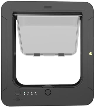 Patifirst Gatera Inteligente - Compuerta Inteligente para Gatitos con Mando A Distancia Y 2 Collares Sensores,Portón para Perros A Prueba De Viento - para Interior Exterior
