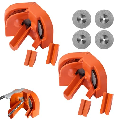 Multi-Function Drill Bit Sharpener for All Bits, Portable Drill Bit Sharpening Jig, Multipurpose Grinding Sharpener with 2 Grinding Wheel, Afilador de Brocas para Metal (Orange,2)