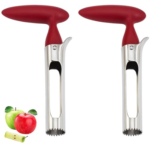 2 Pack Apple Corer Remover, Efficient Apples Corers and Slicer with Core Remover, Stainless Steel Durable Corer for Quick Prep, Includes Apple Peeler, Size 9.6 * 18 * 2.3cm