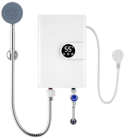 Tidevib Scaldabagno elettrico veloce 5500W per il bagno, fissato al muro con esposizione LCD e serbatoio dell'acciaio inossidabile