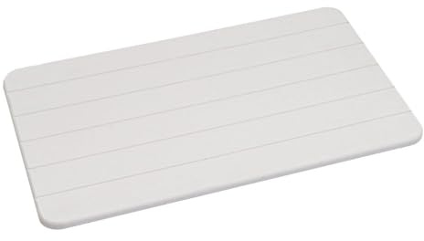 Alfombra de baño de diatomita gris claro con rayas de 60x39 cm | Material Absorbente y Antibacteriano de 0,9 cm de Grosor. Limpieza Fácil con Paño Húmedo. No Apta para Lavadora