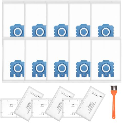 10 Pack Vacuum Cleaner Bags, Miele Hoover Bags for Classic C1, Complete C2/ C3, S2 S5 S8 S400 Series, GN 3D Efficiency Dust Bags with 3 Exhaust Filter, 3 Motor Protection Filters, 1 Cleaning Brush