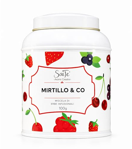 SaiTè Tisana mirtillo & co 100g, tisana sfusa ai frutti rossi con mirtillo, amarena, kiwi e cocco, infuso fruttato e dolce - Made in Italy