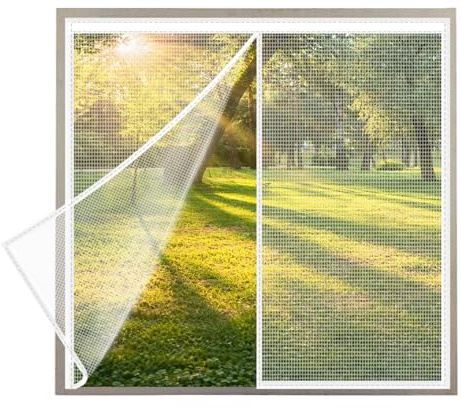 Mosquitera Ventana Magnética Blanco 108x134cm Cierre Magnético sin Taladrar Autoadhesiva Protección contra Mosquitos Malla Resistente Para Todo Tipo de Ventanas de Interior y Exterior