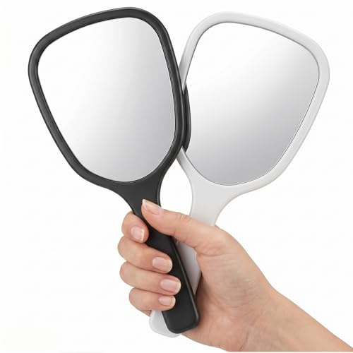 2 Stück Handspiegel für Make-up 18x8cm Professioneller Handspiegel Mit Griff Kleiner Handspiegels Friseure Rasierspiegel Kosmetikspiegel Tragbarer Reise-Kosmetikspiegel für Männer und Frauen