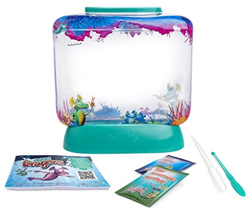 Aqua Dragons Juguete educativo Underwater World, tanque de plástico, incubar y cultivar huevos de mascotas acuáticas vivas, comida, pipeta y cuchara de alimentación, para niños de 6 años en adelante