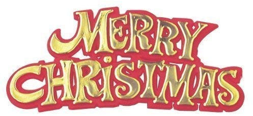 3 x Merry Christmas Red / Gold Motto Cake Decoration