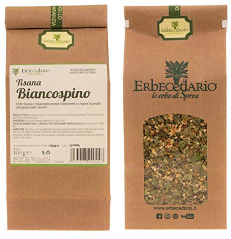 Erbecedario tisana rilassante con biancospino 100g | Infuso contro l'eccesso di stress e nervosismo, regolarizza il battito cardiaco, effetto calmante - Made in Italy