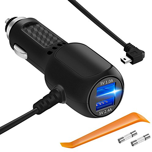 Dash Cam Charger, Plozoe Car Dash Cam USB Power Cable Cord Vehicle Charging Adapter for Gar 'min GPS Nuvi、Mirror Cam、Dash Cam Power Cable(Mini USB 11.5ft)