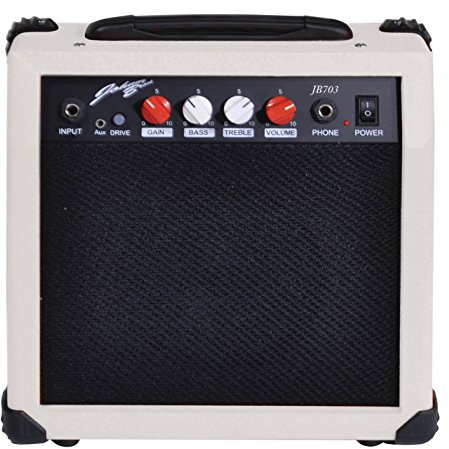 Johnny Brook 20W Portable Guitar Amplifier for Electric and Electro Acoustic Guitars (White)