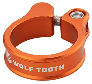 Wolf Tooth Präzisionsgefertigte Sattelstützenklemme, Orange, 31,8/32 mm | Wolf Tooth 31,8 mm Aluminium-Sattelstützenklemme – präzise, langlebig und selbstausrichtend