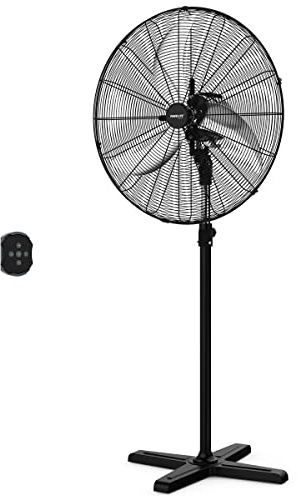Fanelite Ventilateur sur pied professionnel FS65-DC – 65 cm – Moteur DC silencieux – Débit d’air 250 m³/min – 6 vitesses – Télécommande – Puissant – Usage pro/commercial