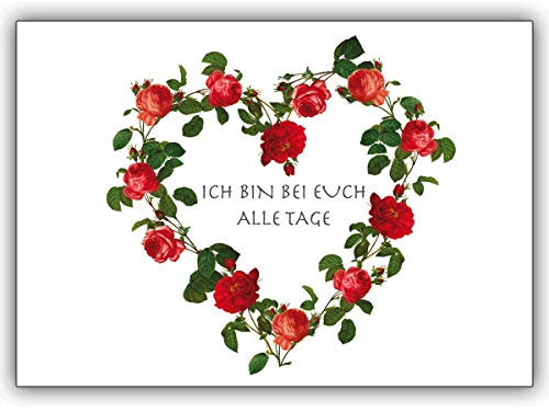 Kartenkaufrausch 10 Trauerkarten (10er Set): Kondolenzkarte mit Rosen Herz für ein herzliches Beileid – tröstende Beistandskarte um den Hinterbliebenen in stiller Trauer zu kondolieren
