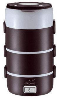 TuToy 2.2L 4 Capas De Acero Inoxidable Caja De Almuerzo Eléctrica Mini Olla Arrocera Calentador De Alimentos - Café
