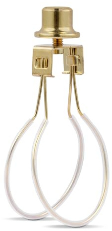 Lamp Shade Holder,Lamp Shade Light Bulb Clip Adapter,Clip On Lampshade Adapter Includes Finial and Lampshade Levellers,Spring Clip for Light Bulb (Gold)