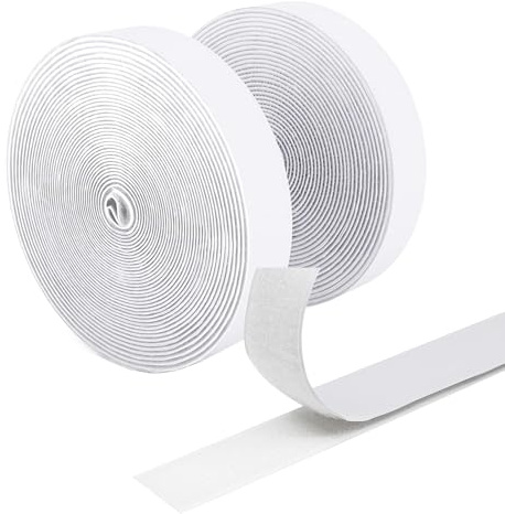 10M Scratch Autocollant Double Face, Ruban Adhésif Double Face Bande Scratch Adhésif Bande Agrippantes Adhésives Puissant Hook Loop Rubans pour Tentures Murales Les Tapis (Blanc)
