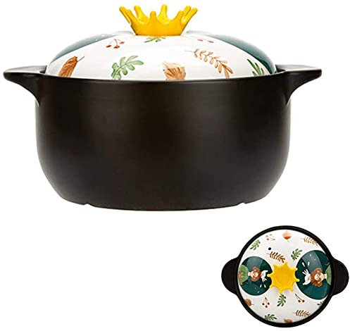 ZHEYANG Cazuelas de Barro para Horno Ollas de Barro para cocinar,Cazuela,Cacerola para el hogar,Olla de Cocina para Estufa de Gas Estufa de cerámica eléctrica Lavaplatos Horno de microondas,Olla