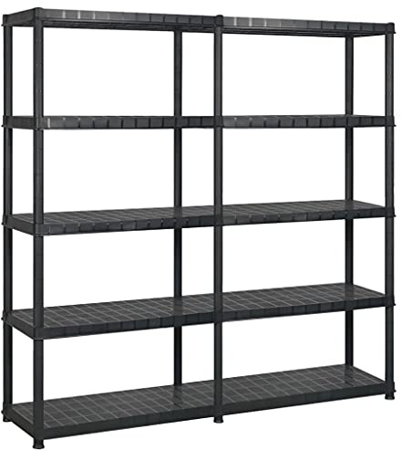 vidaXL Lagerregal mit 5 Böden Schwarz 170x40x185 cm Kunststoff