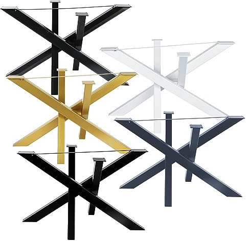 TISCHGESTELL Lotus | Spider | Design Kreuzgestell Schwerlast massiv Tischkufen Stahl Tischbeine Metall | DIY Konferenztisch (XL-size-141x79 cm, Gold)