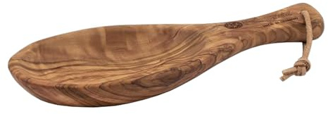 Petromax Griffschale 25 cm - Handgefertigte Schale aus Olivenholz | Robustes Bushcraft-Geschirr mit Lederriemen, ideal als Holzlöffel oder Kelle, lebensmittelecht und naturgeölt