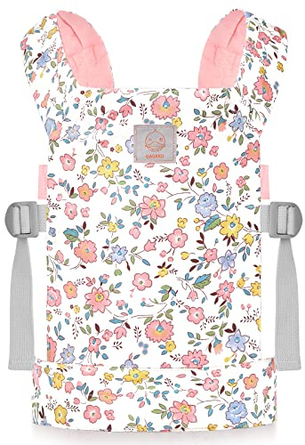 GAGAKU Portabebés para muñecas para niños, transportador de animales de peluche Reborn con correas ajustables para muñeca Accesorios - Rosa (flores)