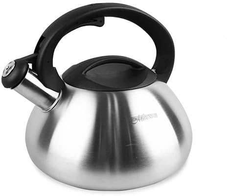 Maestro MR-1306 Bouilloire avec couvercle et sifflet 3L en acier inoxydable de haute qualité pour cuisinière, bouilloire à induction