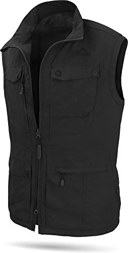 normani Herren Outdoor Weste mit atmungsaktivem Sonnenschutzmaterial 50+ (XS-5XL) Farbe Dunkel-Schwarz Größe L