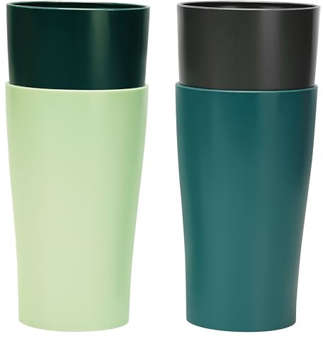 Belle Vous (Lot de 4) Gobelet Plastique Reutilisable - 400 ml Gobelets Réutilisables & Incassables - Verre Plastique Reutilisable Sans BPA pour Boissons Chaudes/Froides - Micro-ondes & Lave-Vaisselle