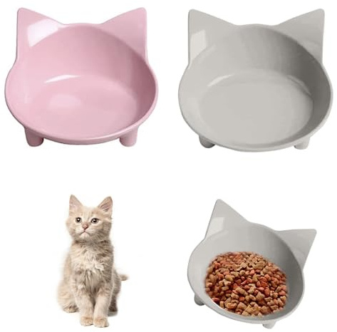 Ciotole per Gatti,Ciotola per Cibo per Gatti Multiuso Antiscivolo per Alimenti per Animali Domestici, con Gomma Antiscivolo per Alleviare la Fatica dei Baffi