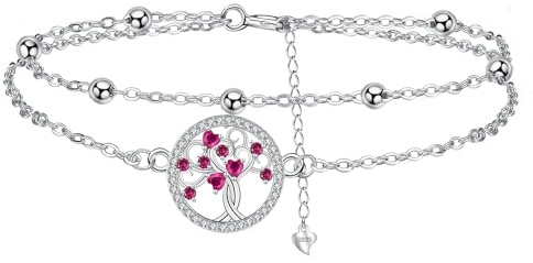 Arrebol Fußkettchen Damen Silber 925 Doppelkette mit Kugelperlen | Verstellbar 22cm+4cm, Fusskettchen Sommer Barfuß Strand Fußketten
