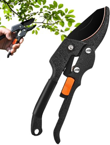 Leryveo podadoras de mano con trinquete, tijeras de jardinería - Tijeras de podar de ramas con trinquete, tijeras de jardín,Herramientas profesionales de podadoras de jardinería con hebilla para ramas