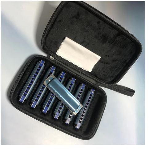 10-Loch Blues Harp Diatonische Mundharmonika 7-teiliges Set Exquisites modisches Musikinstrument Mundharmonika-Set