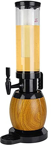 WHITEUQ Dispensador de Cerveza, Barril de Cerveza, dispensador de Torre de Cerveza de 1,5 l/3 l, con Luces de Tubo de Hielo, dispensador de Vino de Jugo con Base (3 l)
