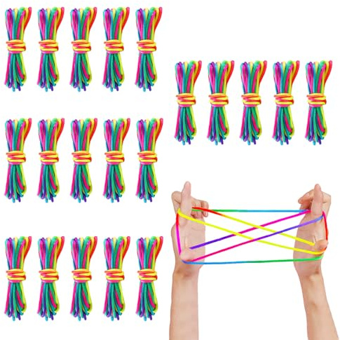 Bofanze 20 Stück Fingertwist Fingers Seil Rainbow Rope Finger Twist Flexibles Fingertwist Lang Rainbow Rope für Finger, Geburtstage, Partygeschenke