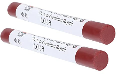 Qukaim Pastello per riparazione di mobili, pavimenti, vernice per mobili, 2 pezzi, penna per vernice per legno composito, pastello a cera per riparazione graffi in color sapele, ideale per il restauro
