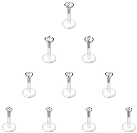 Briana Williams 10stk Lippenpiercing Bioflex Flexibel Labret Stud Ohrstecker Tragus Helix weiß Zirkonia Piercing 1.2mm 6mm