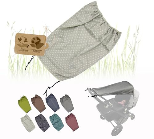 Kinderwagen Sonnensegel UV Schutz 50+ Universal – Baby Sonnenschutz für Babywanne, Verstellbar mit Rollo-Funktion, Windfest & Einfache Montage (Sterne beige)