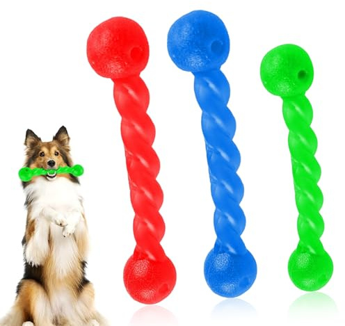 QYRDBGY Hundespielzeug Wurfstick, 3 Stück Gummi Spirale Kauknochen Strapazierfähig Wurfspielzeug Hund Dauerhaft Kauspielzeug Hund Haustier Mundpflege für Kleine, Mittelgroße und Große Hunde