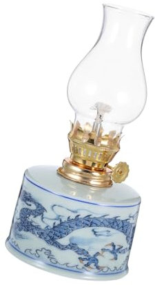 MAGICLULU Kammeröllampe Aus Porzellan Petroleumlaterne Vintage Klar Öllampe Für Innenbereich Sturmlampe Dekorativ Für Wohnkultur Hurricane Lampe Für Zuhause