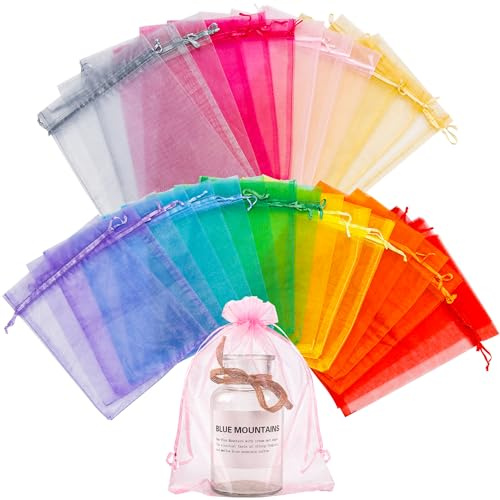 BTSD-home 15x23cm Organzasäc Kchenkleine Säckchen Zum Befüllen Organzabeutel Geschenkbeutel Traubenschutzbeutel(Farbe-100 Stück)