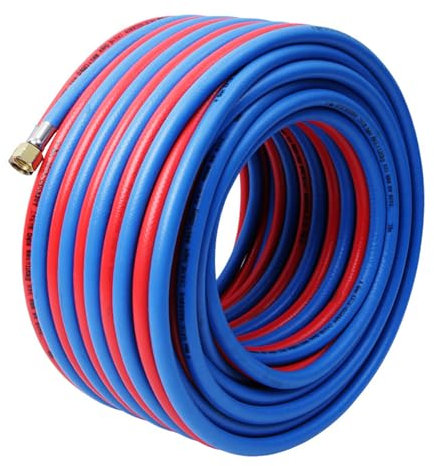 Tuyau de chalumeau industriel Oxy Acétylène avec raccords en cuivre – Tuyau de chalumeau de coupe anti-explosion de 10 m pour soudage professionnel et travail des métaux