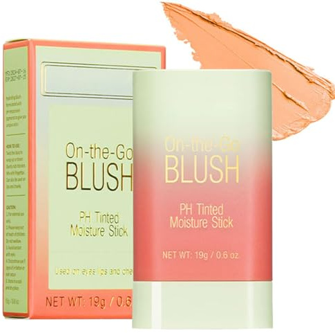 Farbwechselnder Blush Stick, Wasserfest Und Langanhaltend Rouge Stick Für Lippen, Wangen Und Augen, Cremiger, Seidiger Und Feuchtigkeitsspendender Blush Make Up Stick (#3 Korallenorange)