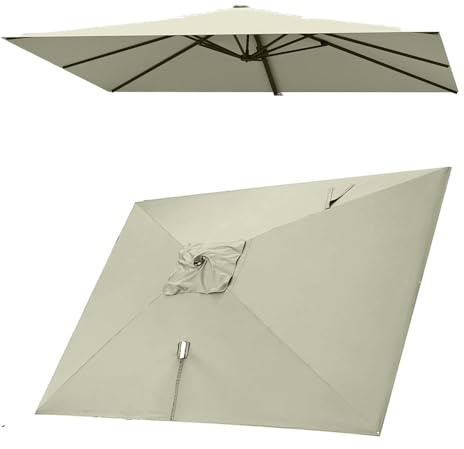 Parasol déporté rectangulaire 8 baleines 3 x 4 m, housse de rechange for parasol de terrasse, parasol déporté, toile pare-soleil for piscine, jardin, arrière-cour(Taupe,Double top 3x4m(10' x 13'))