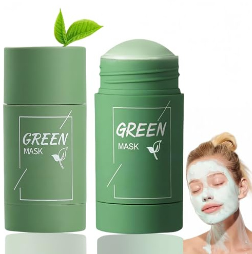 Green Tea Clay Mask Stick for Facial Cleansing,Pores Shrinker with Natural Green Tea Clay Mask Stick,Cl/ay Ma/sk Sti/ck for Oil Control&Pore Minimizing,Non-Drying Deep Cleanse with Acne Prevention