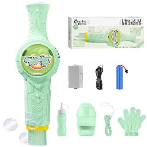 Fog Bubble Machine, Rechargeable Automatic Electric Smoke Bubble Machine, Magic Smoke Bubble Maker, Colorful Lights & Music, Bubble Fog Game for Parties, Beaches, Summer (Green)