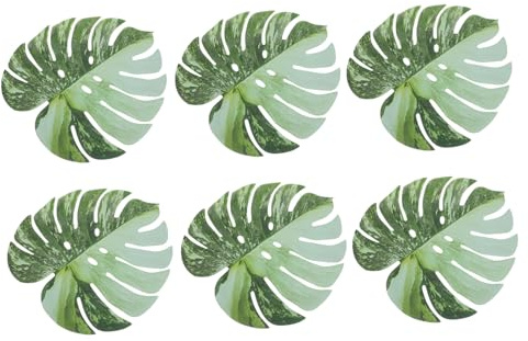 POPETPOP 6 Pièces Tropicales Artificielles Monstera Décoration de Table Hawaïenne Réaliste pour Fête Luau Intérieur Extérieur